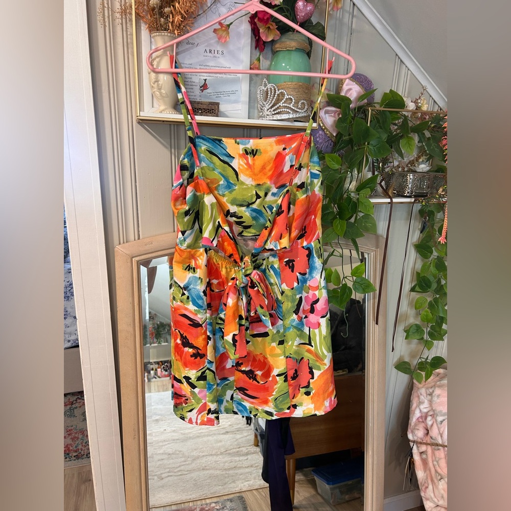 Show Me Your MuMu Lauren Tie Mini Dress in Mimosa Blooms sz M - Picture 4 of 5